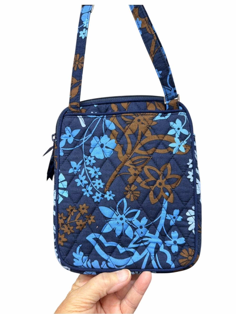 Vera Bradley Mini Hipster Crossbody Bag – Retired Blue & Brown Floral Print - Picture 3 of 8